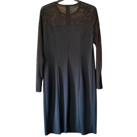 🇨🇦 Frank Lyman 90s minimalist Black Dress With Mesh Sleeves - Picture 3 of 8